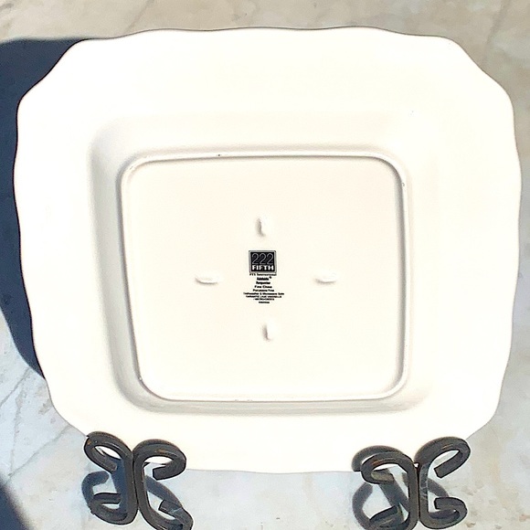 222 FIFTH ADELAIDE TURQUOISE SQUARE DINNER PLATE 11 INCH NEW BIRD - Picture 5 of 6